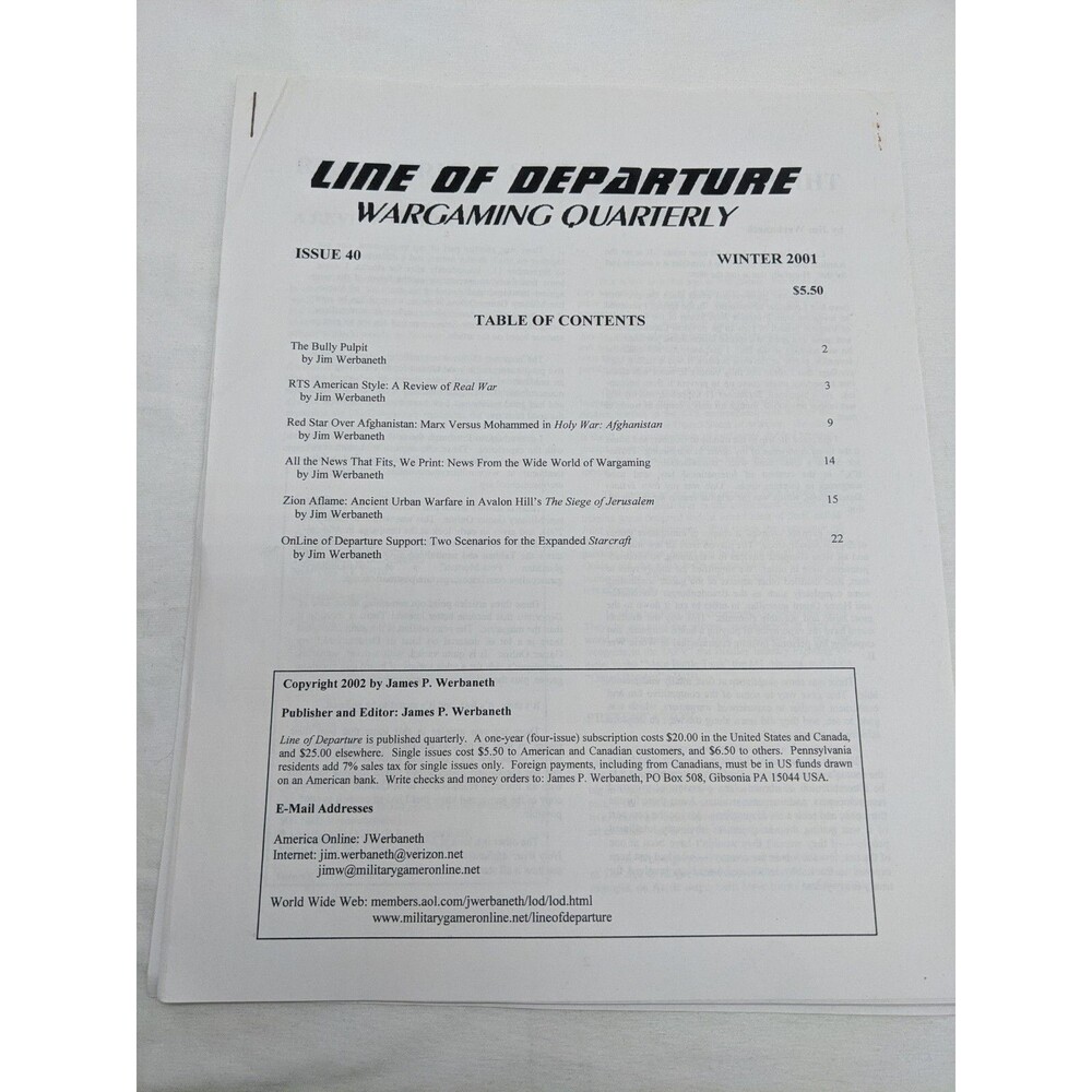 Line Of Departure Wargaming Quartlery Winter 2001 Issue 40 Magazine